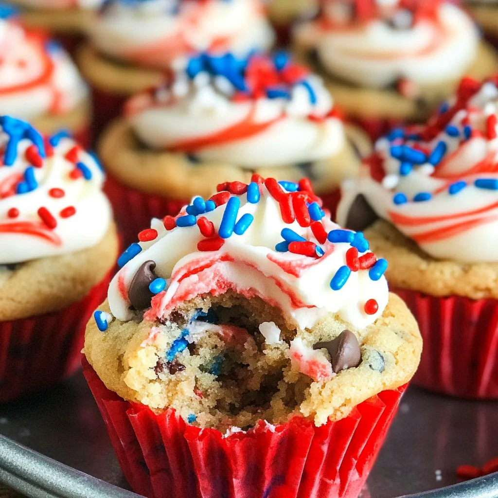 Patriotic Chocolate Chip Cookie Cups